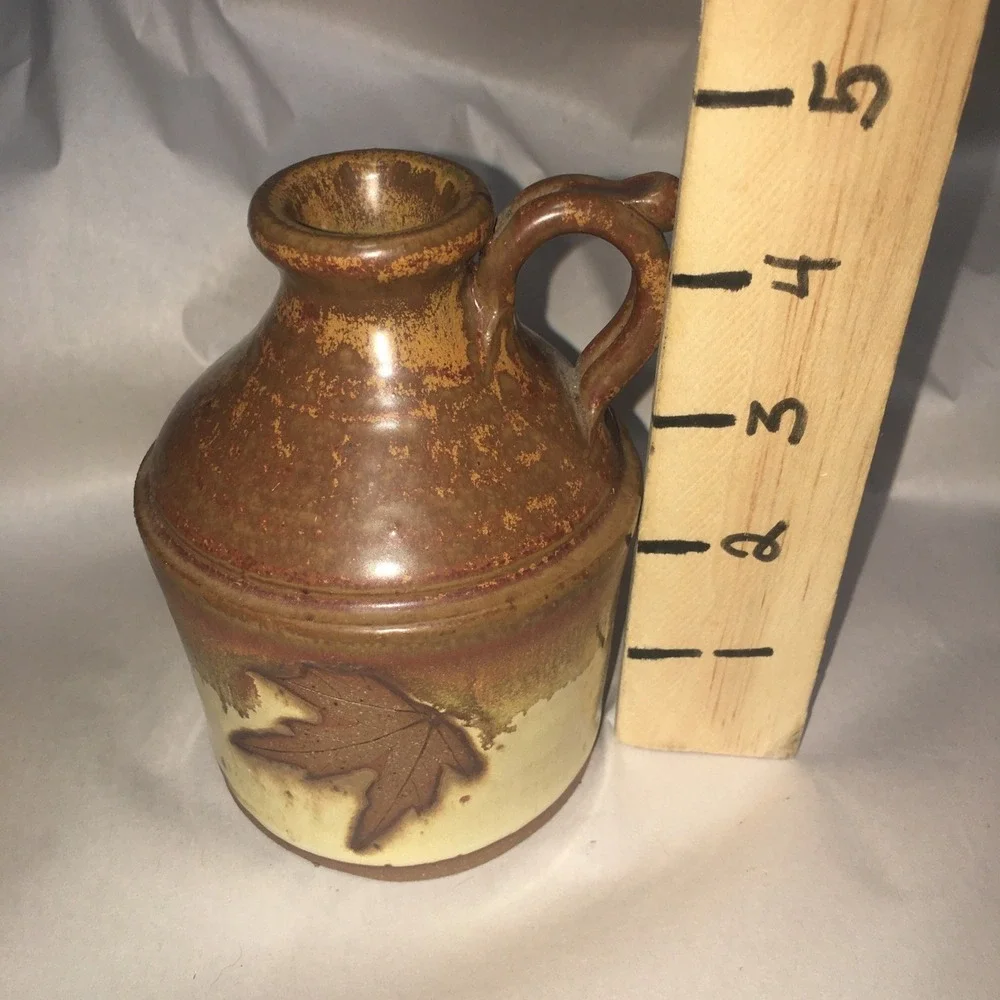 Pottery Jug Handmade Rare Signed Leaf Fall Decor H.‎ Lewine